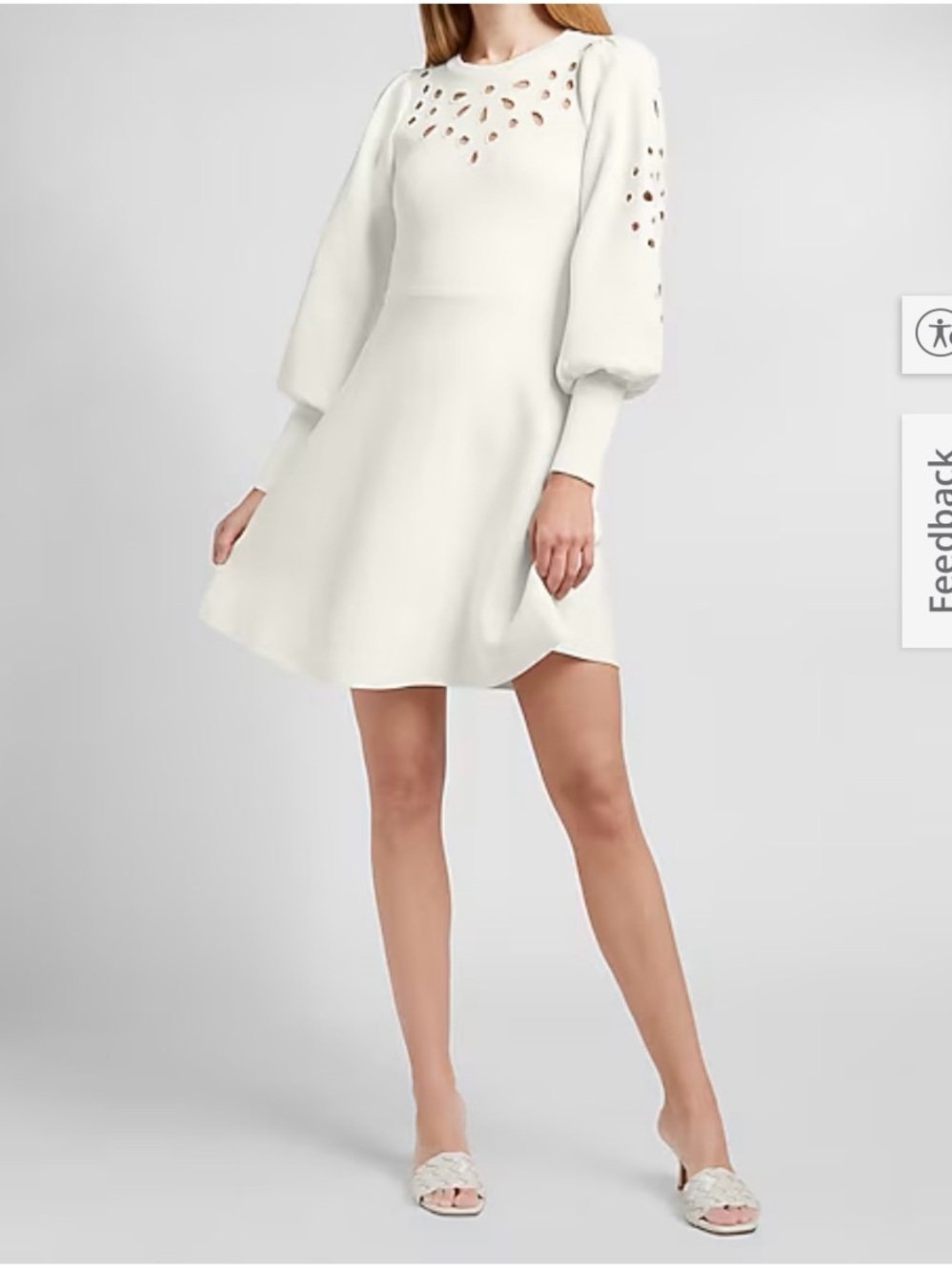 Express Black  Puff Sleeve Eyelet Mini Dress